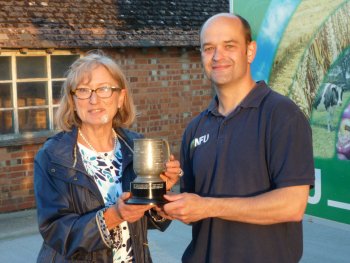 Winner of The Best Single Young Orchard competition; Claire Widdon receives the J.A. Prall Trophy from Tom Hind for 