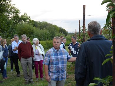 Jonathan Duke explains his management policy to the visitors on Wednesday night