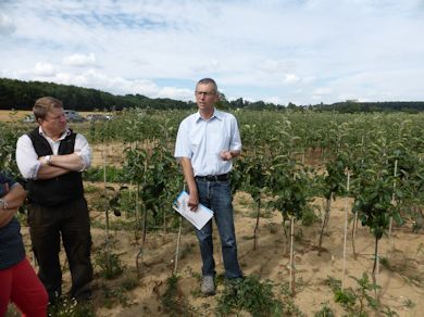 Bruno Essner addressing the group in one of the nursery plantations