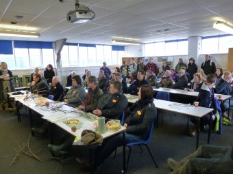 An audience of Hadlow Students and Growers listen to Roger Worraker