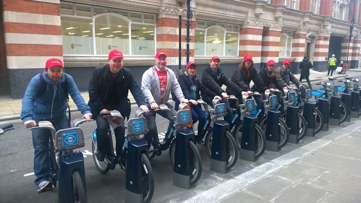 Members of Sainsburys Fresh Food Team about to set off on their fun raising bike ride.