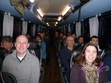 On-board the coach, Under 40 Delegates head for their last visit