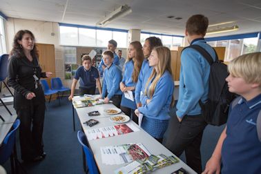 Kathryn Townend  - Hadlow Careers Officer addressing students visiting Pip to Plate