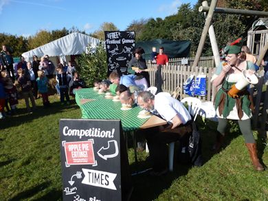 Apple pie eating competition at Brogdale Apple Festival